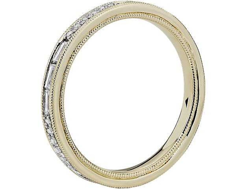 Rings | Blue Nile Zac Zac Posen Baguette & Round Diamond Milgrain Edge Eternity Wedding Ring In 14K Yellow Gold (2 Mm, 1/2 Ct. Tw.)