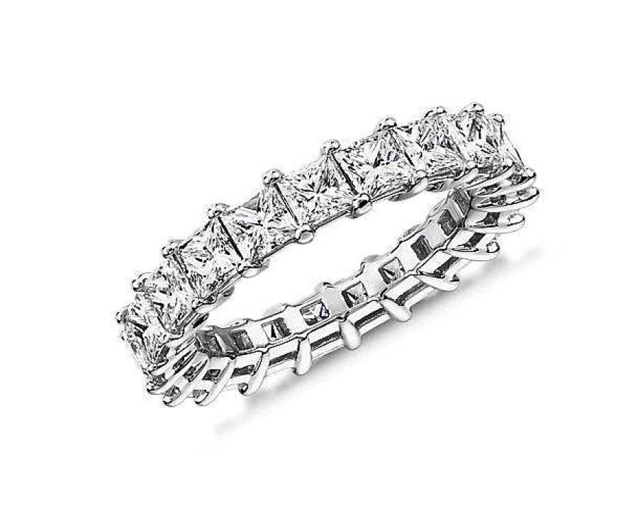 Women'S Rings | Blue Nile Princess Cut Diamond Eternity Ring In 14K White Gold (4 Ct. Tw.)