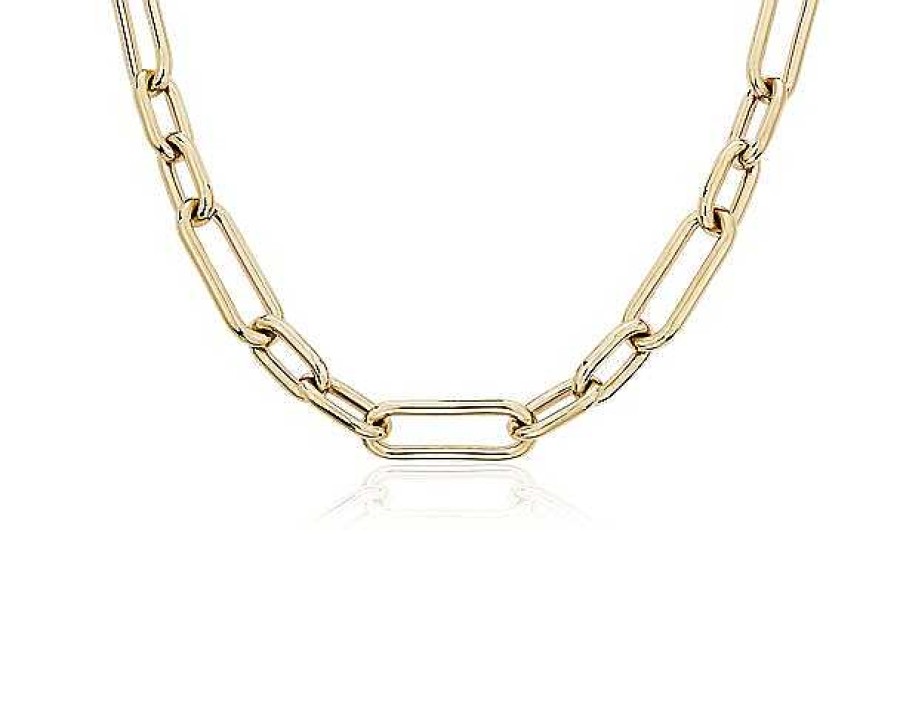 Necklaces | Blue Nile 18" Mixed Oval Links Necklace In 14K Italian Yellow Gold (9.8Mm)