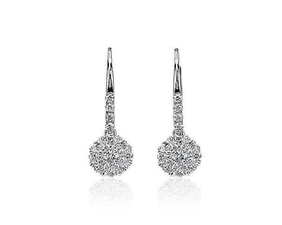 Earrings | Blue Nile Diamond Double Halo Drop Earrings In 14K White Gold (1 Ct. Tw.)