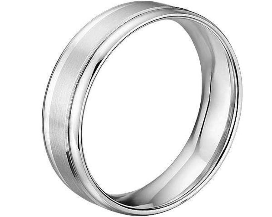 Men'S Rings | Blue Nile Brushed Inlay Wedding Ring In Platinum (6Mm)