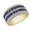 Rings | Blue Nile Double Row Sapphire And Diamond Ring In 14K Yellow Gold