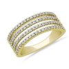 Rings | Blue Nile Quad Stacked Diamond Pav Ring In 18K Yellow Gold (1/2 Ct. Tw.)