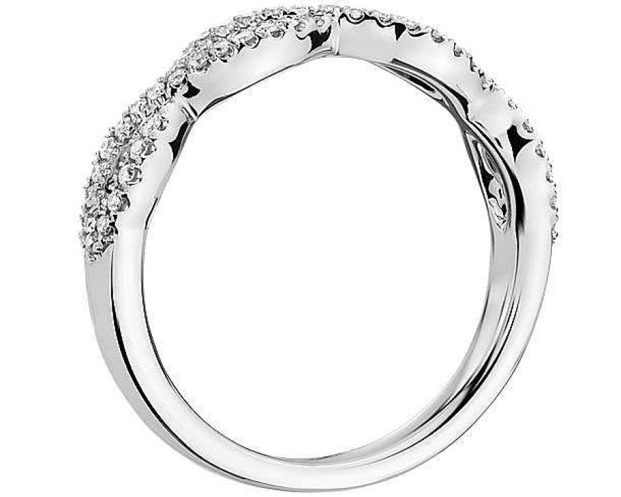 Women'S Rings | Blue Nile Infinity Twist Micropav Diamond Wedding Ring In 14K White Gold (1/5 Ct. Tw.)