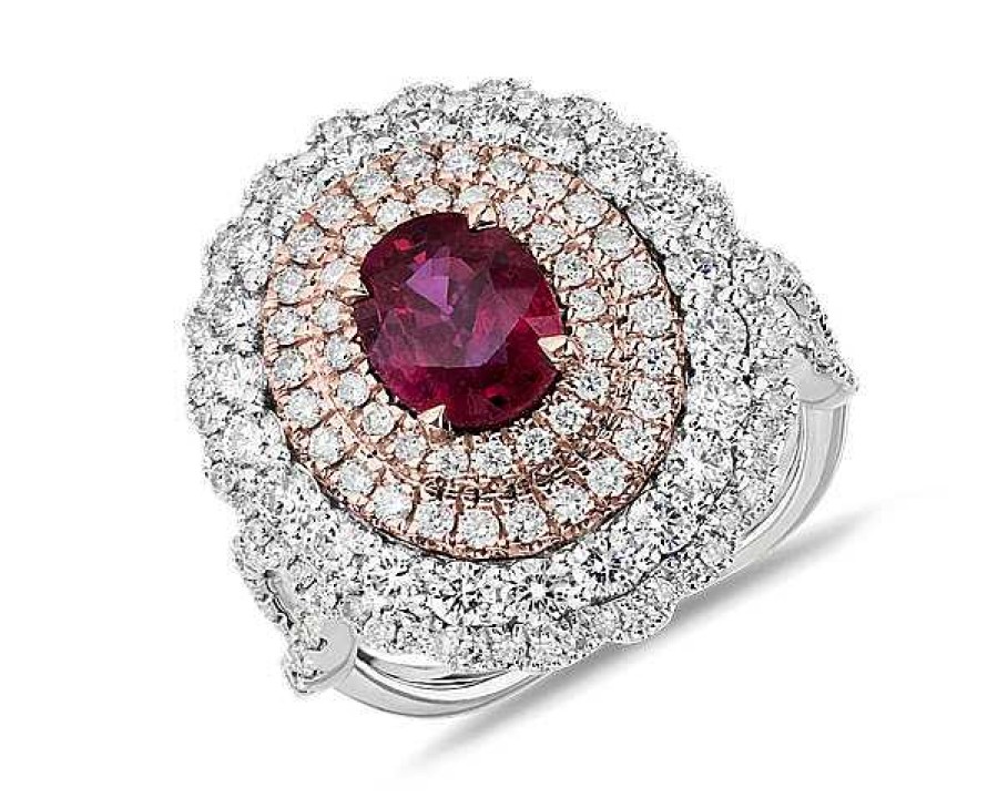 Rings | Blue Nile Extraordinary Collection: Ruby And Diamond Ring In 18K White And Rose Gold