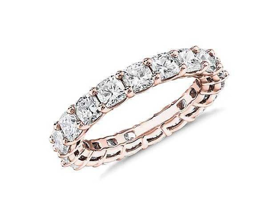 Women'S Rings | Blue Nile Cushion Cut Diamond Eternity Ring In 14K Rose Gold (4 Ct. Tw.)