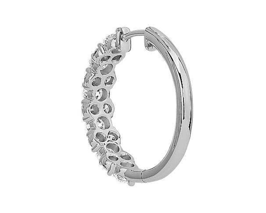 Earrings | Blue Nile Alternating Diamond Hoop Earrings In 14K White Gold (3 Ct. Tw.)