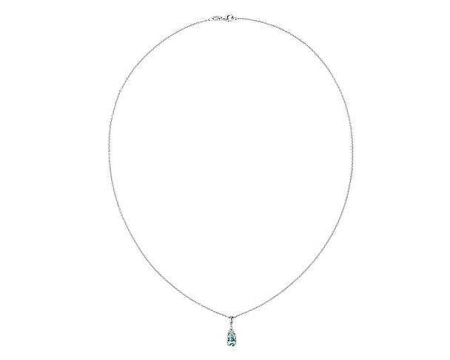 Necklaces | Blue Nile Oval Aquamarine And Diamond Cluster Pendant In 14K White Gold