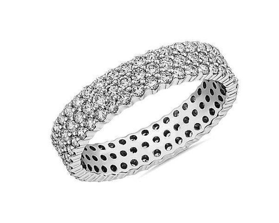 Rings | Blue Nile Triple Row Diamond Eternity Ring In 14K White Gold (1 5/8 Ct. Tw.)