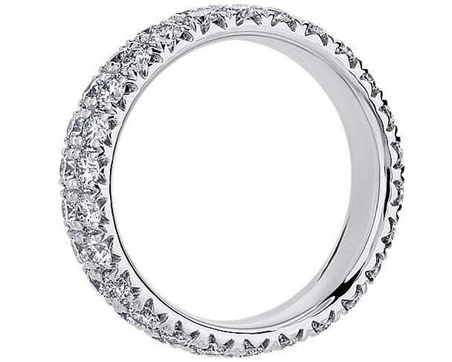 Women'S Rings | Blue Nile Two-Row French Pav Diamond Eternity Ring In 14K White Gold (2 Ct. Tw.)