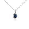 Necklaces | Blue Nile Oval Sapphire And Diamond Micropav Pendant In 14K White Gold (7X5Mm)