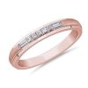 Men'S Rings | Blue Nile Men'S Princess And Baguette Diamond Wedding Ring In 14K Rose Gold (1/5 Ct. Tw.)