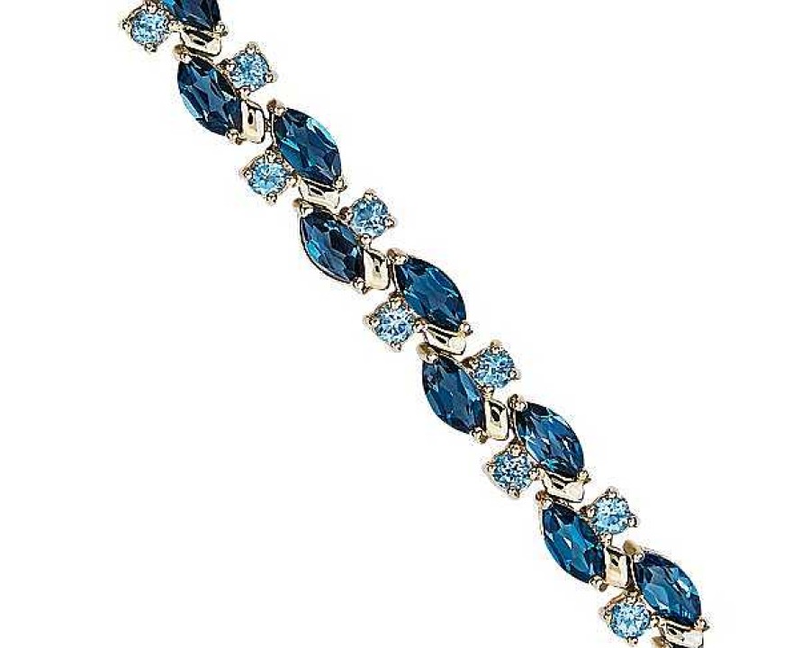 Bracelets | Blue Nile London And Swiss Blue Topaz, Marquise And Round Bracelet In 14K Yellow Gold