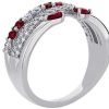 Rings | Blue Nile 3-Row Stacked Ruby Open Pear And Pav Diamond Ring In Platinum (3/8 Ct. Tw.)