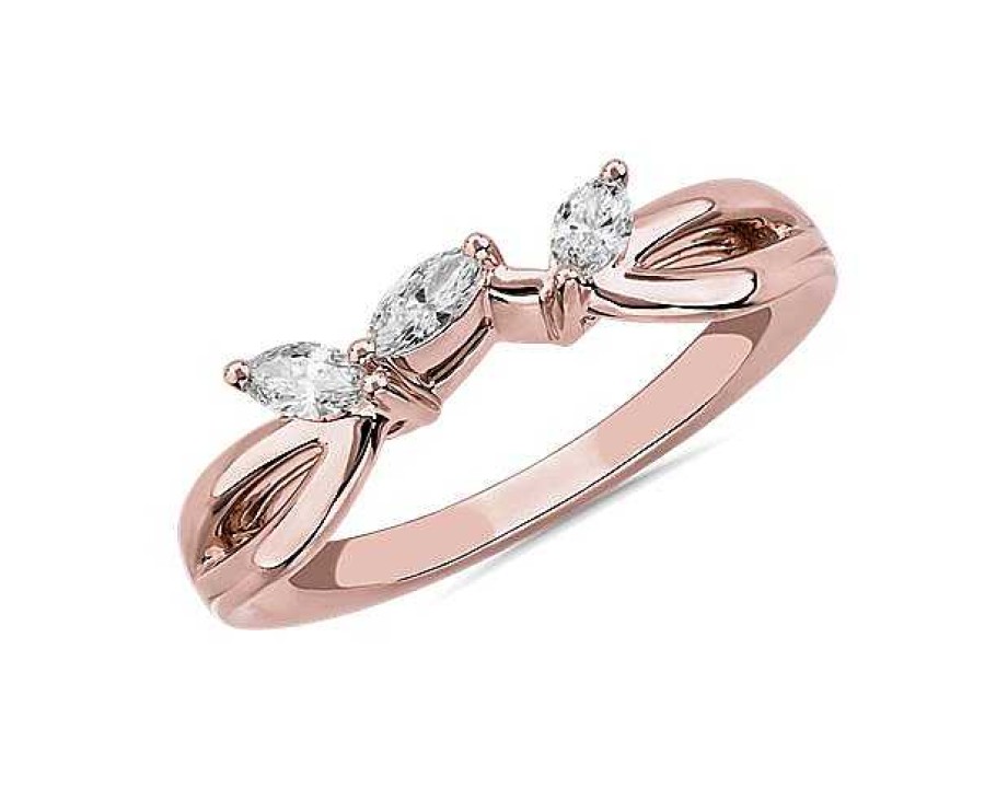 Women'S Rings | Blue Nile Romantic Twist Marquise Curved Diamond Ring In 14K Rose Gold (1/4 Ct. Tw.)