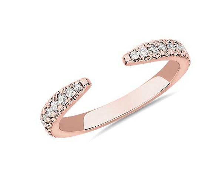 Rings | Blue Nile Open Point Stackable Wedding Ring In 14K Rose Gold (1/4 Ct. Tw.)