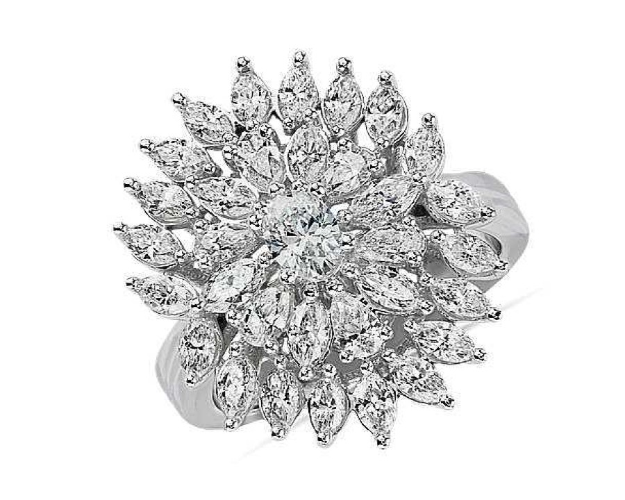 Rings | Blue Nile Diamond Dahlia Flower Fashion Ring In 14K White Gold (2 Ct. Tw.)