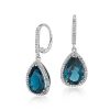 Earrings | Blue Nile London Blue Topaz Elegant Halo Drop Earrings In Sterling Silver (14X9Mm)