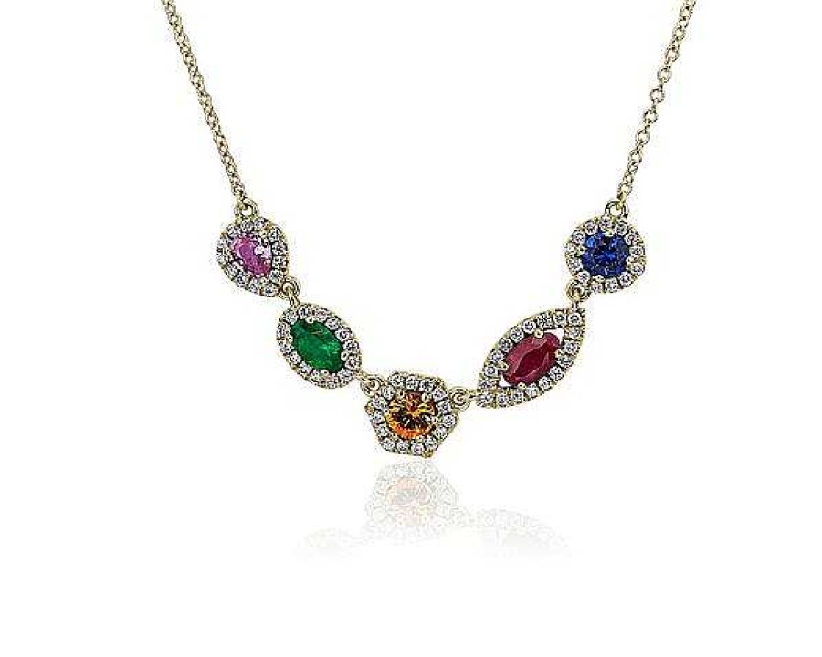 Necklaces | Blue Nile Extraordinary Collection: Multi-Color Mixed Shape Gemstone Necklace In 18K Yellow Gold