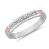 Men'S Rings | Blue Nile Men'S Princess And Round Diamond Wedding Ring In 14K White & Rose Gold (1/5 Ct. Tw.)