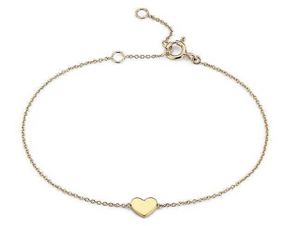 Bracelets | Blue Nile 7" Petite Heart Bracelet In 14K Yellow Gold (7.9 Mm)