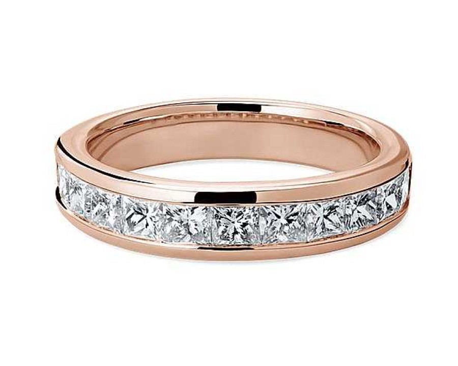 Women'S Rings | Blue Nile Channel Set Princess Diamond Ring In 18K Rose Gold (1 1/2 Ct. Tw.)