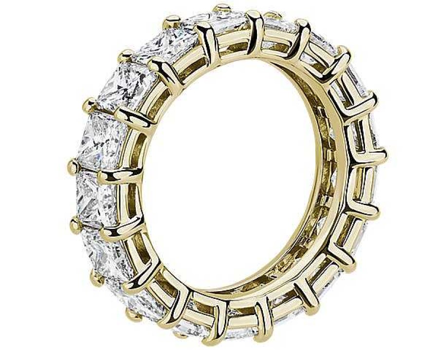 Women'S Rings | Blue Nile Princess Cut Diamond Eternity Ring In 14K Yellow Gold (7 Ct. Tw.)