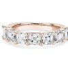 Women'S Rings | Blue Nile Seven Stone Asscher Lab Grown Diamond Ring In 14K Rose Gold (3 Ct. Tw.)