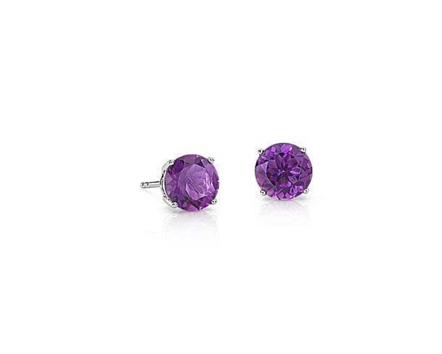 Earrings | Blue Nile Amethyst Stud Earrings In 14K White Gold (7Mm)