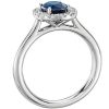 Rings | Blue Nile Floating Oval Sapphire And Diamond Micropav Diamond Halo Ring In 14K White Gold (7X5Mm)