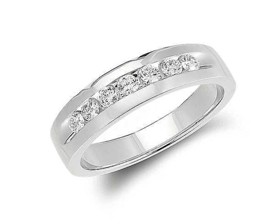 Men'S Rings | Blue Nile Channel Set Diamond Ring In 14K White Gold (6 Mm, 1/2 Ct. Tw.)