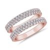 Women'S Rings | Blue Nile Two Row Pav Diamond Ring Insert In 18K Rose Gold (1 Ct. Tw.)