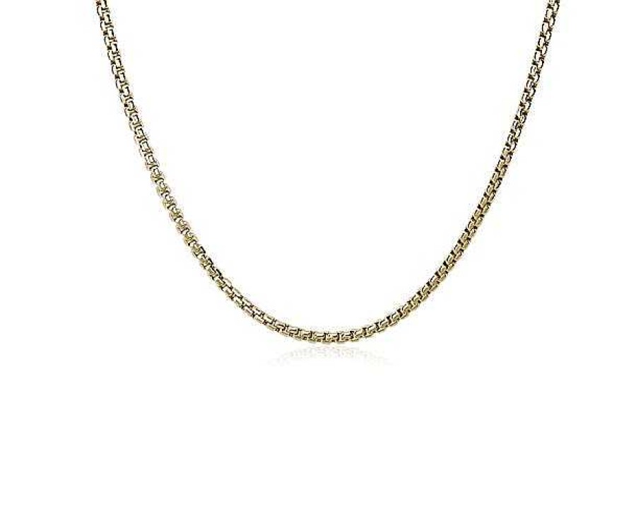 Necklaces | Blue Nile Semi-Solid Men'S Round Box Chain In 14K Yellow Gold (3.6 Mm)