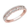 Rings | Blue Nile Alternating Bezel & Prong Set Round Diamond Ring With Pav Accent In 18K Rose Gold (1/3 Ct. Tw.)