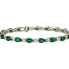 Bracelets | Blue Nile Emerald And White Sapphire Bracelet In 14K Yellow Gold