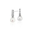 Earrings | Blue Nile Freshwater Cultured Pearl Trio Diamond Drop Earrings In 14K White Gold