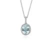 Necklaces | Blue Nile Aquamarine And Diamond Pendant In 14K White Gold (10X8Mm)