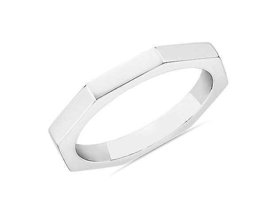 Women'S Rings | Blue Nile Zac Zac Posen Plain Geometric Wedding Ring In 14K White Gold (2.2 Mm)