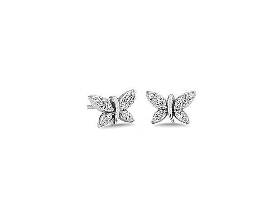 Earrings | Blue Nile Diamond Butterfly Earrings In 14K White Gold (1/5 Ct. Tw.)