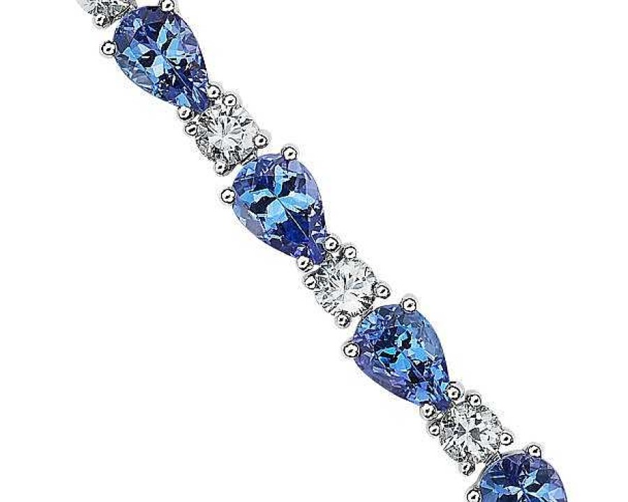 Bracelets | Blue Nile Tanzanite And White Sapphire Bracelet In 14K White Gold