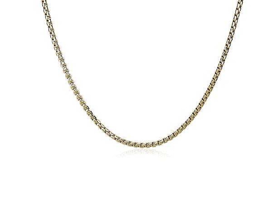 Necklaces | Blue Nile 22" Semi-Solid Men'S Round Box Chain In 14K Yellow Gold (3.6 Mm)