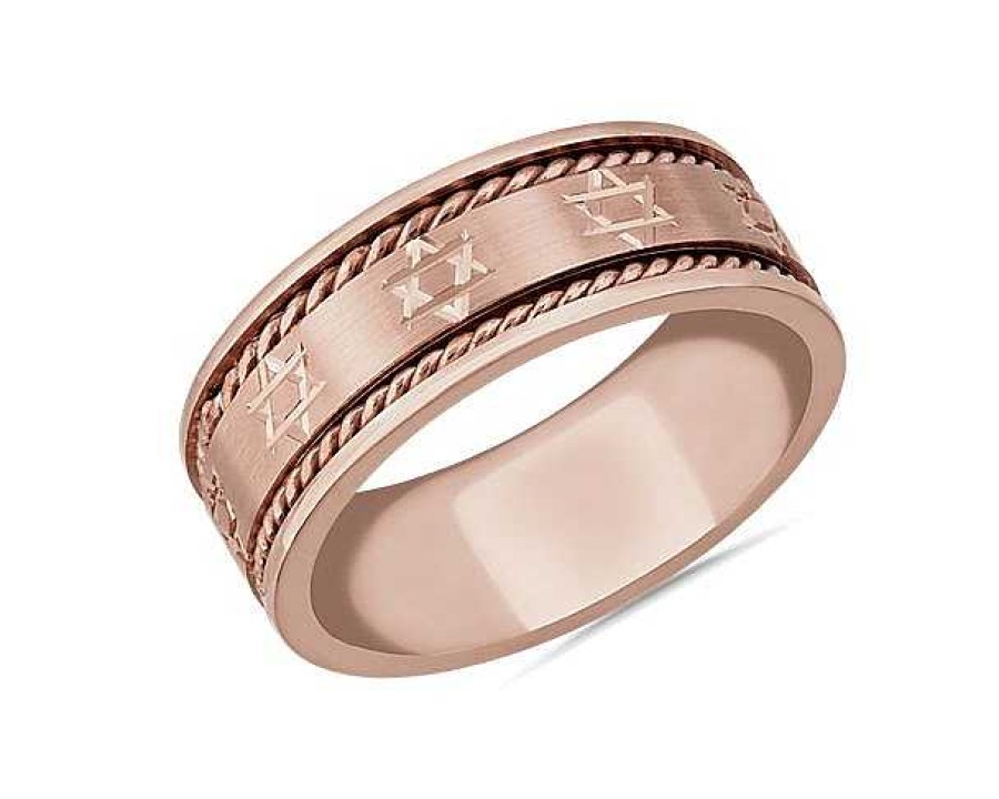 Men'S Rings | Blue Nile Star Of David Wedding Ring In 18K Rose Gold (8Mm)