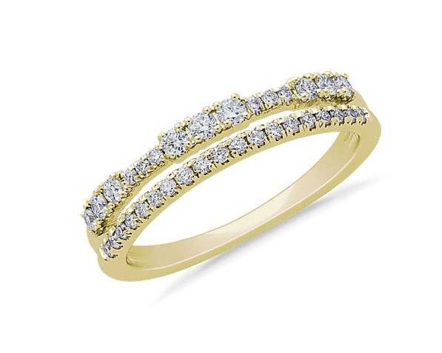 Rings | Blue Nile Two Row Stacked Diamond Ring In 14K Yellow Gold (1/3 Ct. Tw.)