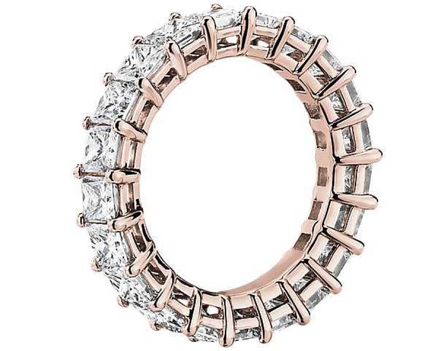 Women'S Rings | Blue Nile Princess Cut Diamond Eternity Ring In 14K Rose Gold (4 Ct. Tw.)