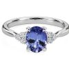 Rings | Blue Nile Oval Tanzanite And Diamond Ring In 14K White Gold (8X6Mm)