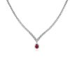 Necklaces | Blue Nile Diamond Chevron Eternity Necklace With Ruby Drop In 14K White Gold